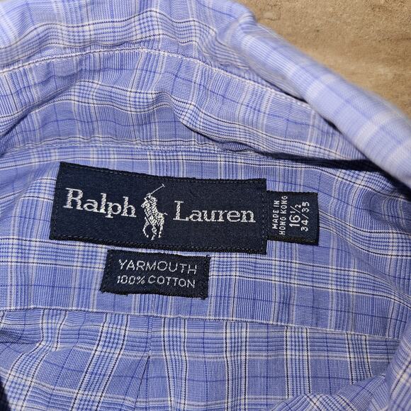 Ralph Lauren Mens L 16 1/2 34/35 Cotton Checks Polo Pony Yarmouth Shirt Preppy - Picture 7 of 8